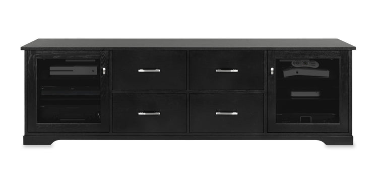 Horizon Solid Wood Media Console - with dovetail media storage drawers - Black Ash - 82" Wide - Made in the USA